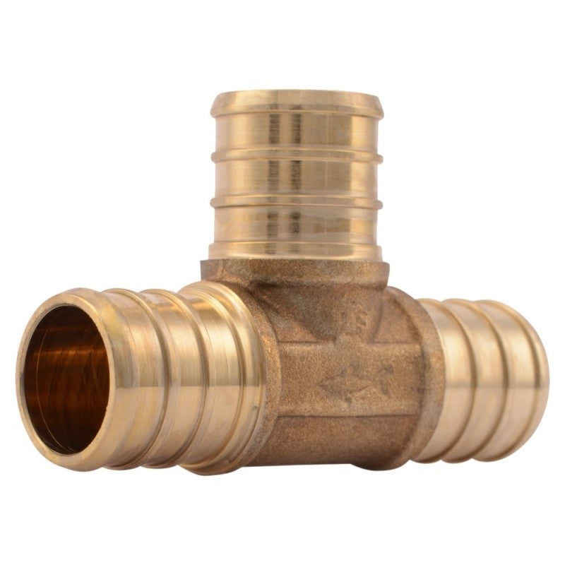 SharkBite UC370LFA10 Pipe Tee, 3/4 in, Barb x Crimp, Brass, 33 to 200 psi Pressure