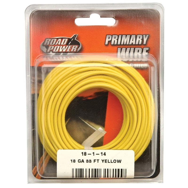 Road Power 55843833/18-1-14 Electrical Wire, 18 AWG Wire, 25/60 VAC/VDC, Copper Conductor, Yellow Sheath, 33 ft L