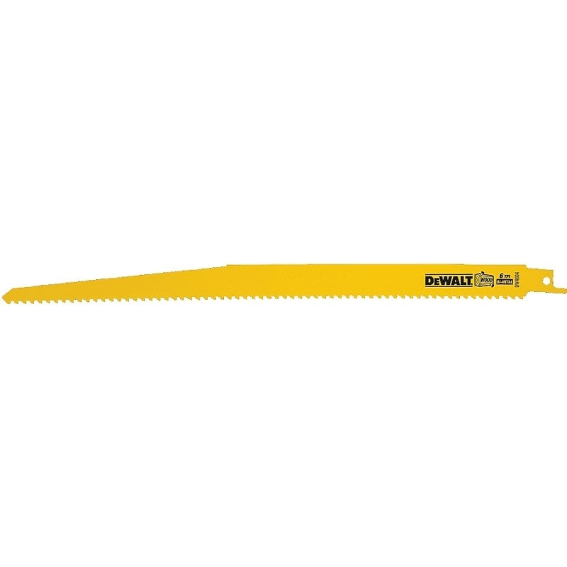 DEWALT DW4804-2 Reciprocating Saw Blade, Bi-Metal, Applicable Materials: Wood, 3/4 in W, 12 in L, 6 TPI