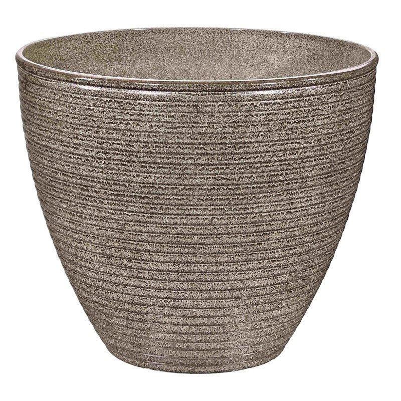 Landscapers Select PT-S005 Wave Planter, 13 in Dia, 11 in H, Round, Resin, Beige, Beige Wave (Pack of 6)
