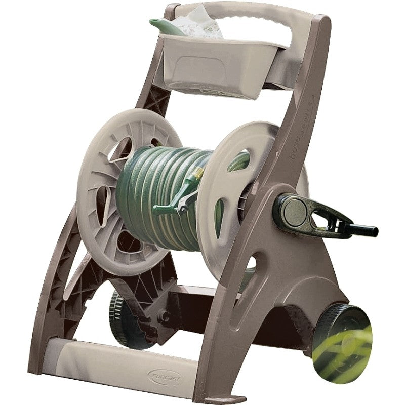 Suncast SFB200B Hose Reel Cart, 5/8 in Hose, 225 ft of 5/8 in Hose, Crank Handle, Resin