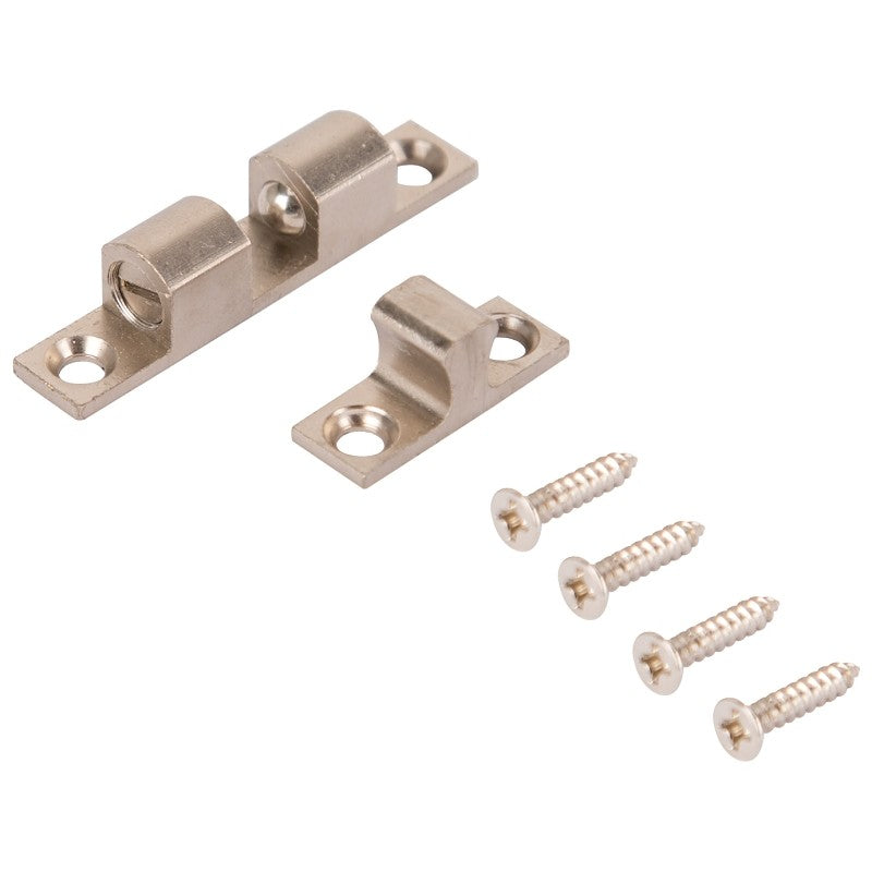 ProSource CB-01CSN-PS Double Ball Catch, Brass, Satin Nickel, Satin Nickel