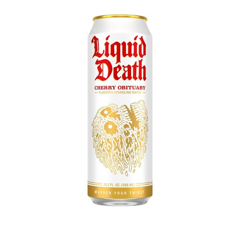 Liquid Death 1700895 Sparkling Water, Cherry Obituary, 19.2 oz Can (Pack of 24)
