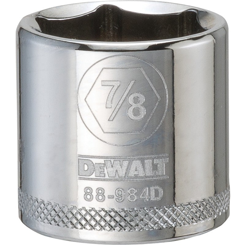 DEWALT DWMT88984OSP Hand Socket, 7/8 in Socket, 3/8 in Drive, 6-Point, Vanadium Steel, Polished Chrome