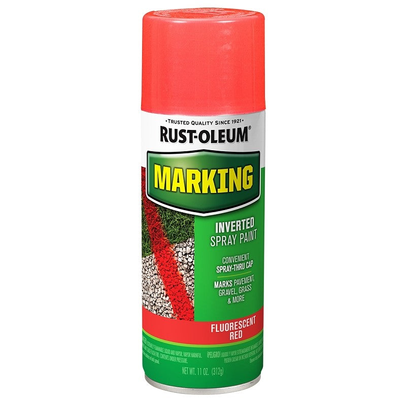 Rust-Oleum 1991830 Inverted Marking Spray Paint, Fluorescent Red, 11 oz
