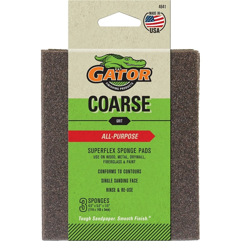Gator 4641 Sanding Pad, 5-1/2 in L, 4-1/2 in W, 60 Grit, Coarse, Aluminum Oxide Abrasive