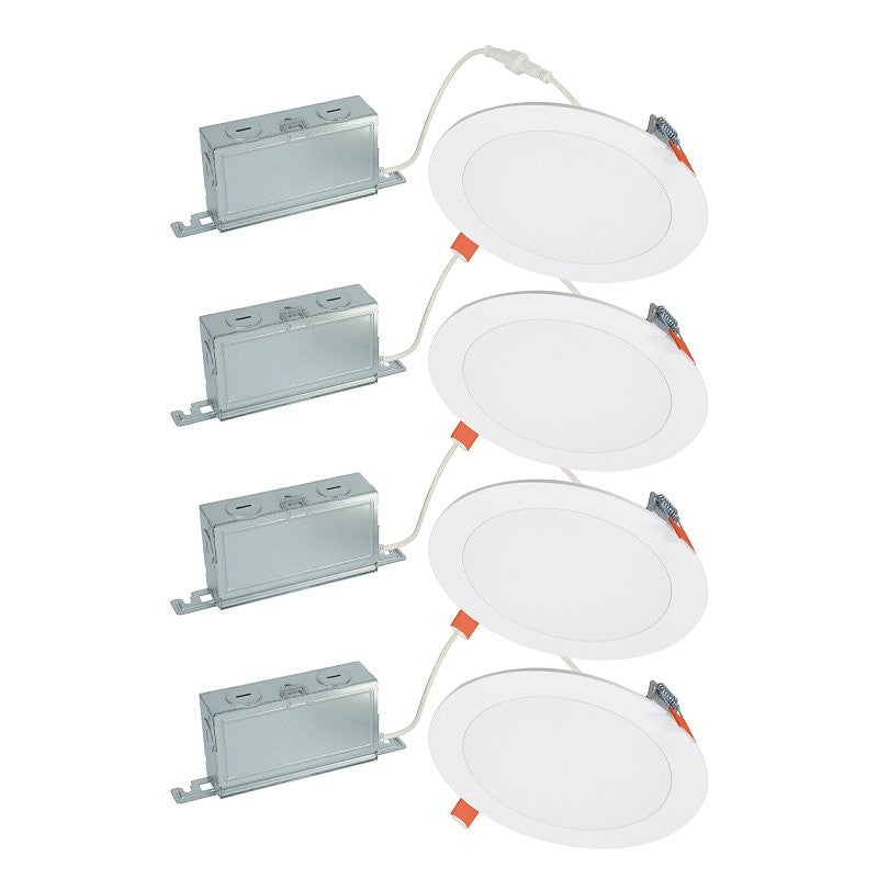 Halo HLB Lite Series HLBSL609FS5-4PK Canless Downlight, 10.8, 10.1, 11.3, 11.2, 10.8 W, 120 V, LED Lamp, Plastic, White
