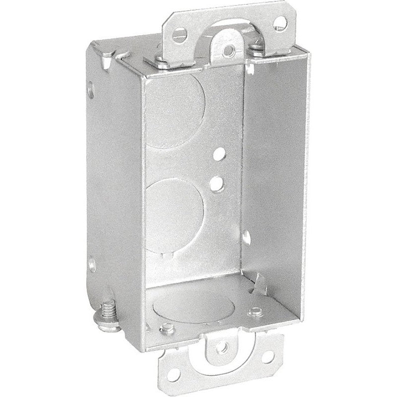 Southwire G500-UPC Switch Box, 1-Gang, 4-Knockout, 1/2 in Knockout, Steel, Silver, Galvanized