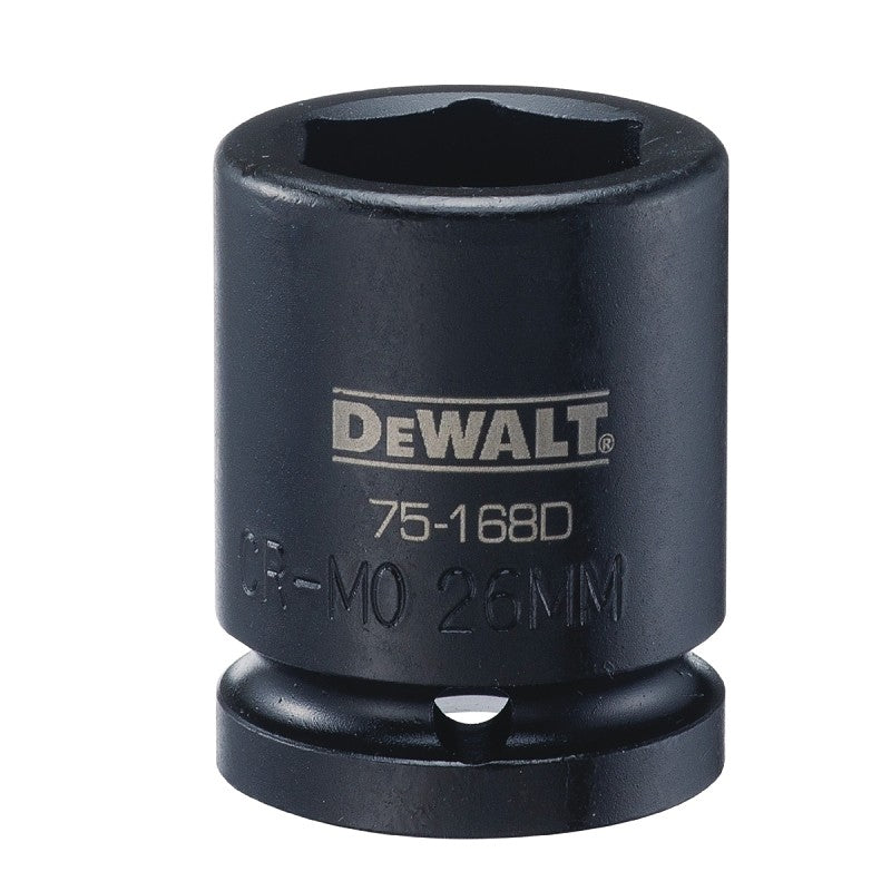 DEWALT DWMT75168OSP Impact Socket, 26 mm Socket, 5/8 in D Socket, 3/4 in Drive, 6-Point, CR-440 Steel, Black Oxide