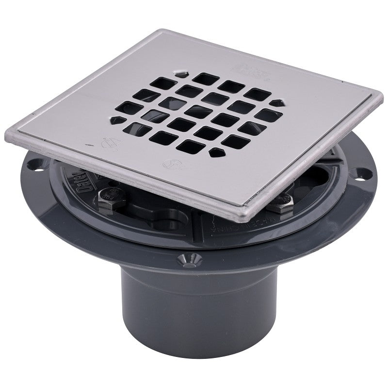 Oatey 42264 Shower Drain Tile Base, PVC, Polished Stainless Steel, For: 2 in, 3 in Pipes