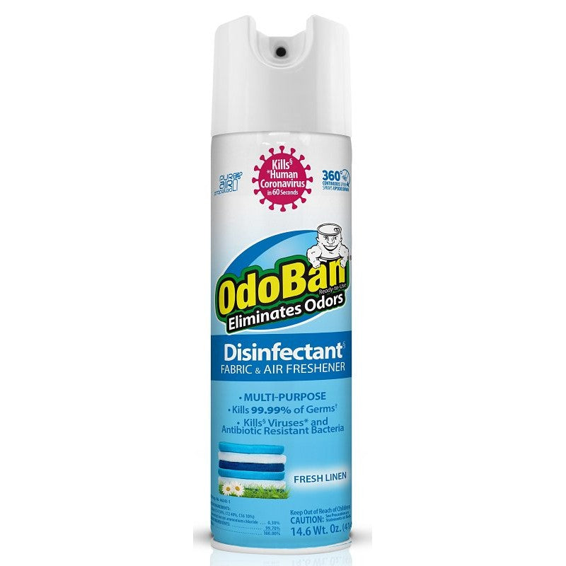 Odoban 910701-14A6 Odor Eliminator and Disinfectant, Linen, 14 oz Aerosol Can, Liquid, Clear (Pack of 6)