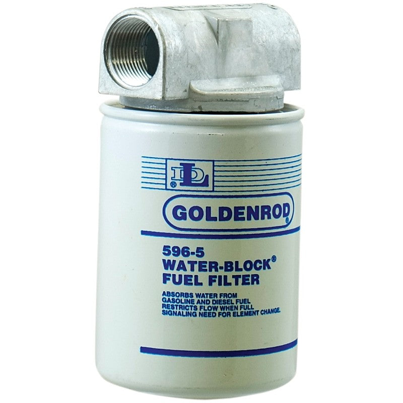 DL Goldenrod Water Block 596 Series Fuel Filter, 50 psi Pressure, 1 in Connection, NPT, 25 gpm