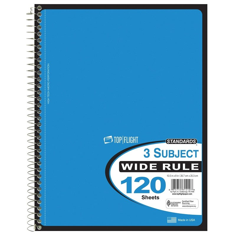 Top Flight WB120DPF Series 4511880 Wide Rule Notebook, Micro-Perforated Sheet, 120-Sheet, Wirebound Binding (Pack of 24)