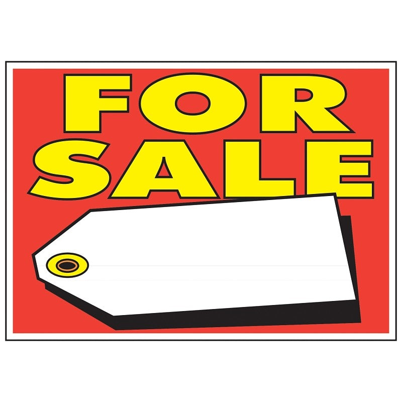 Hy-Ko 22103 Sign, For Sale, Yellow Legend, Plastic, 9 in W x 14 in H Dimensions (Pack of 10)