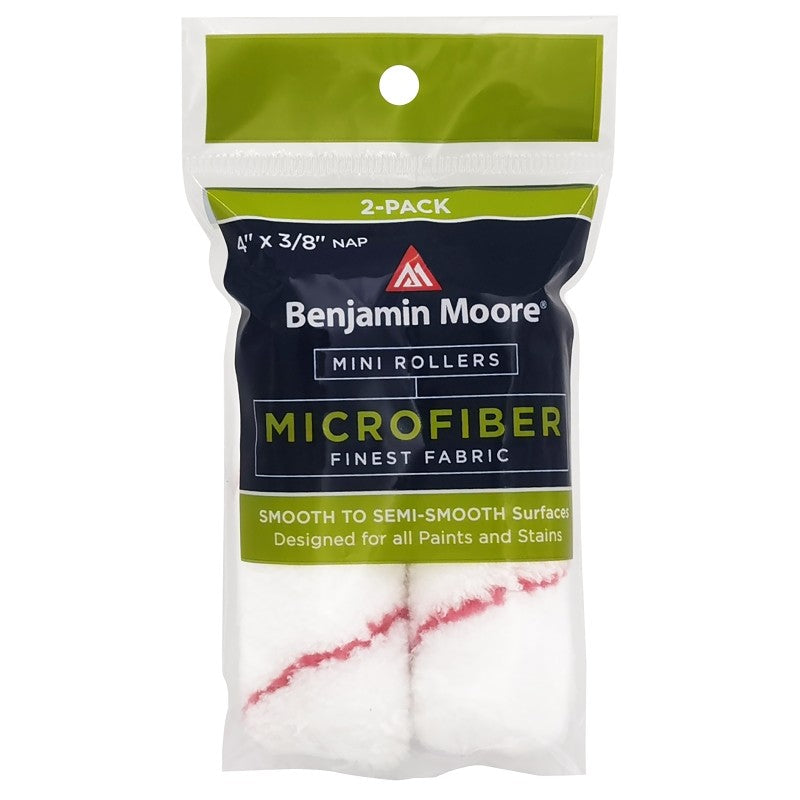 Benjamin Moore U66200-018 Mini Roller Cover, 3/8 in Thick Nap, 4 in L, Microfiber Cover