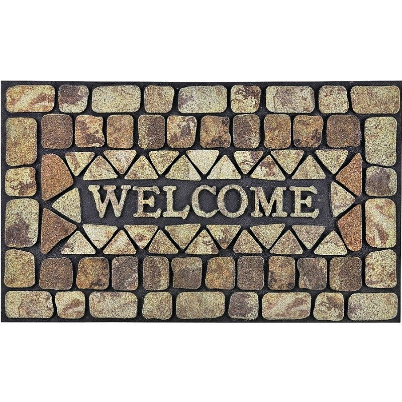 Simple Spaces DM-183006 Door Mat, 30 in L, 18 in W, Flocking Pattern, Polyester Surface