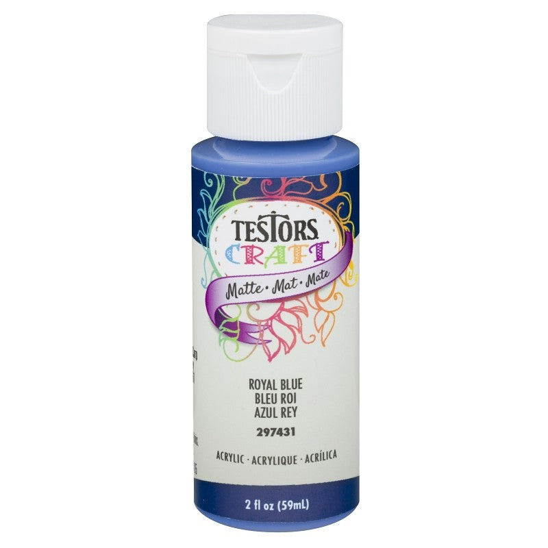 Testors 297431A Acrylic Craft Paint, Matte, Royal Blue, 2 oz, Bottle