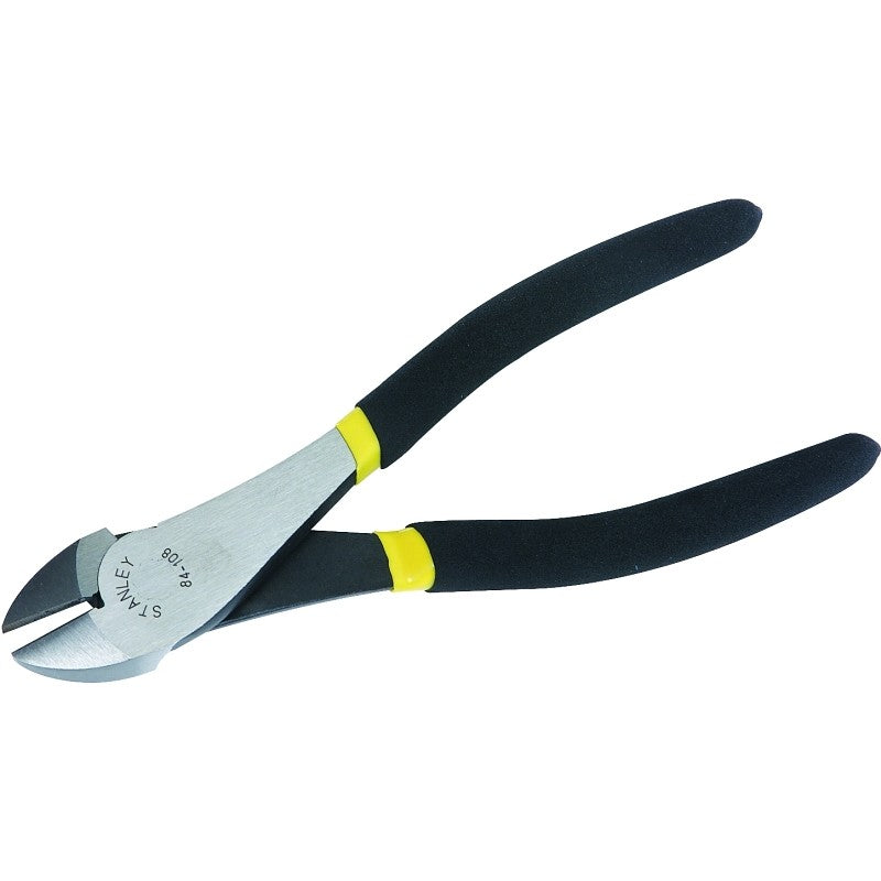 STANLEY 84-108 Diagonal Cutting Plier, 7-5/16 in OAL, 7/8 in Cutting Capacity, Black Handle, Double Dipped Handle