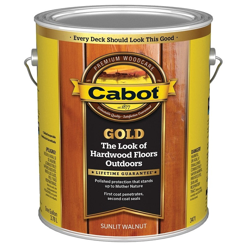 Cabot 140.0003471.007 Wood Conditioning Stain, Gold Satin, Liquid, Sun Lit Walnut, 1 gal, Can (Pack of 4)