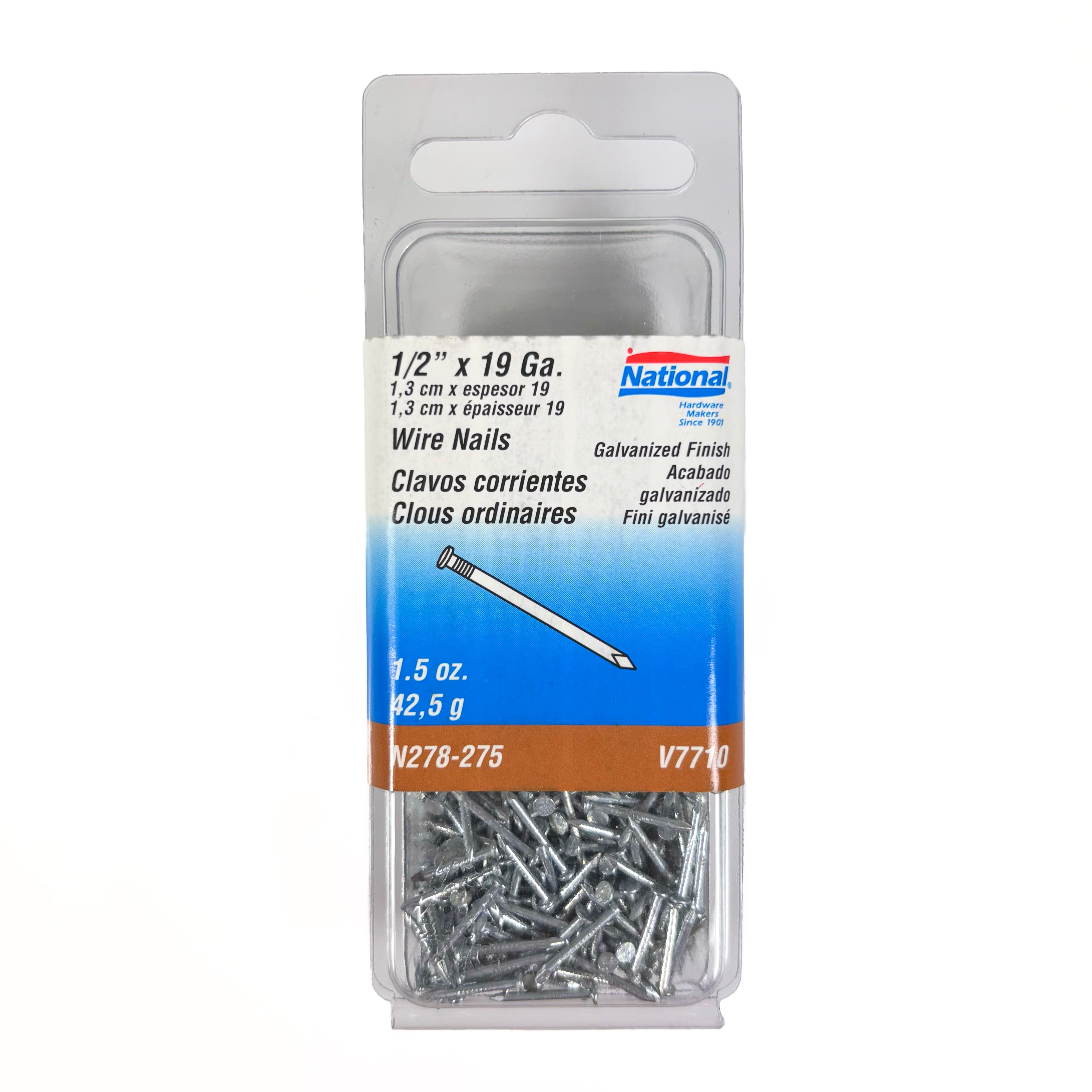 Wire Nails 19 Gauge By 1/2 Inch Galvanized Finish (POS)