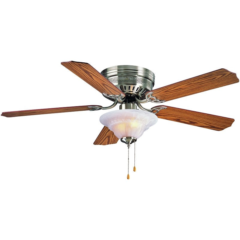 Boston Harbor CF-B-652+1F242SN Ceiling Fan, 5-Blade, Oak/Walnut Blade, 52 in Sweep, MDF Blade, 3-Speed