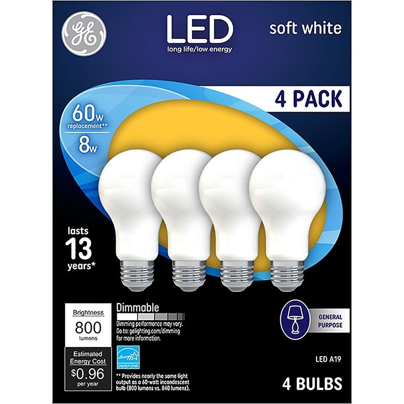 GE Industrial Solutions 93098313 LED Bulb, General Purpose, 750 Lumens, 10 W, A19 Lamp, 60 W Equivalent, Dimmable