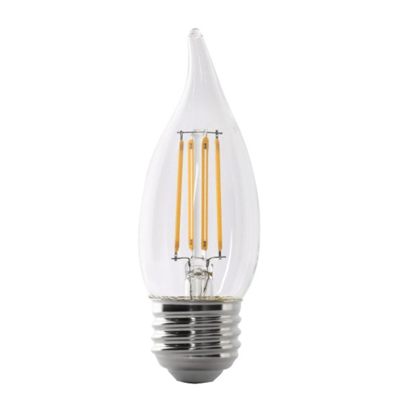 Feit Electric BPEFC60/950CA/FIL LED Bulb, 120 V, 500 Lumens, 5.5 W, Flame Tip Lamp, 60 W Equivalent, E26 Lamp Base