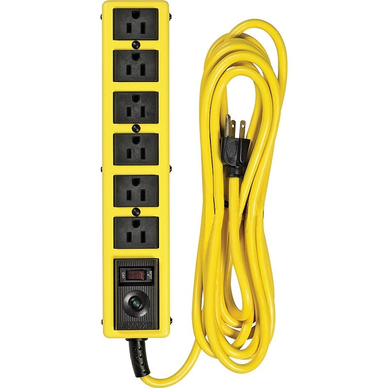 CCI 5138N Surge Protector Power Strip, 125 V, 15 A, 6 -Outlet, 1050 J Energy, Black/Yellow