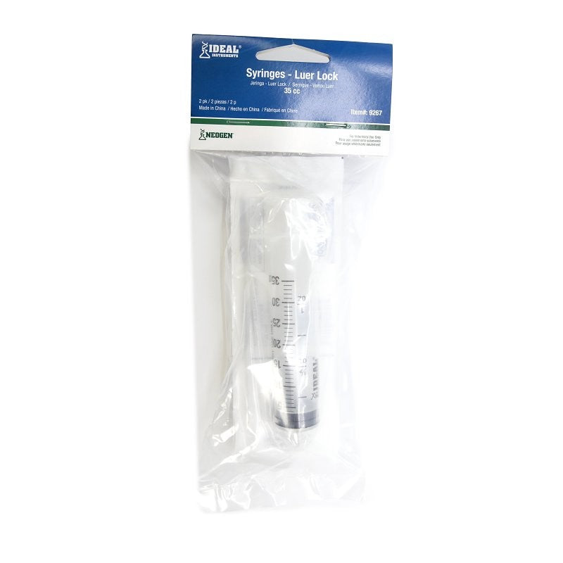 Neogen 9267 Luer Lock Syringe, 35 cc, Polypropylene, Clear
