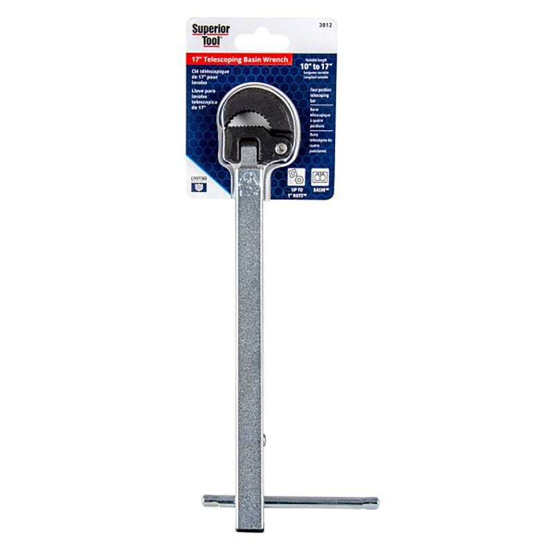 Superior Tool 03812 Telescoping Basin Wrench, 17 in Drive, Steel