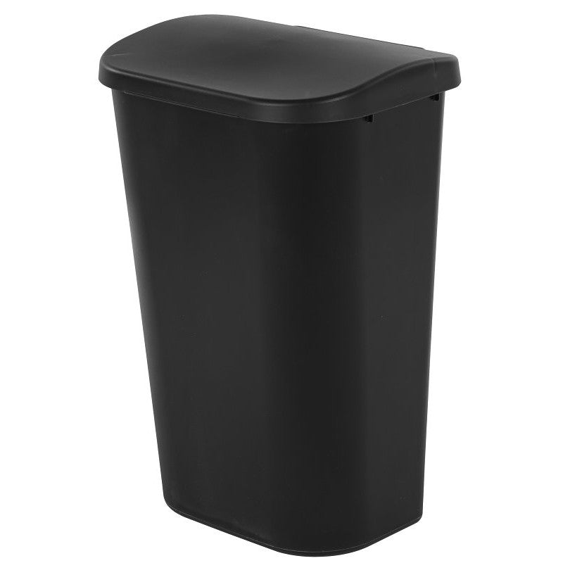 Sterilite 10759006 Wastebasket, 11.3 gal, Plastic, Black, Lift-Top Lid (Pack of 6)