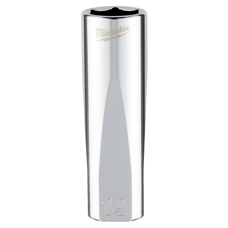 Milwaukee 45340014 Drive Socket, 14 mm Socket, 3/8 in Drive, 6-Point, Chrome