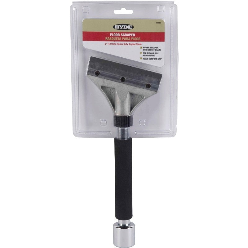 Hyde 19425 Hammer Scraper, 5 in W Blade, Carbon Steel Blade, Foam-Grip Handle, Rubber Handle