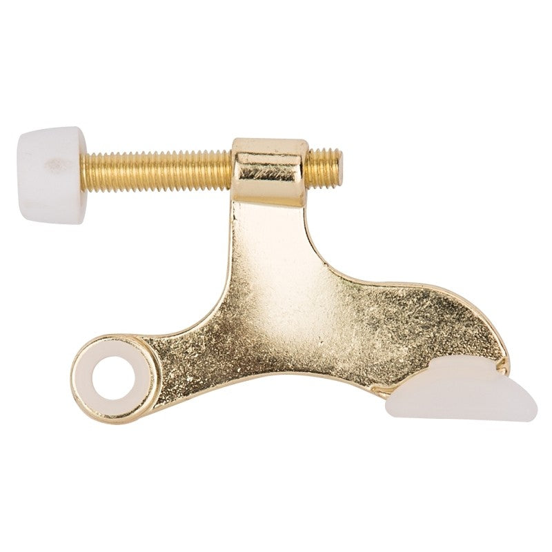 ProSource H20-B040-PS Deluxe Hinge Pin Door Stop, 2-5/8 in Projection, Die-Cast Zinc & Plastic, Polished Brass