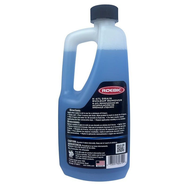 Roebic K-67L DB-Q-6 Drain Buildup Remover, 1 qt, Liquid, Clean, Blue