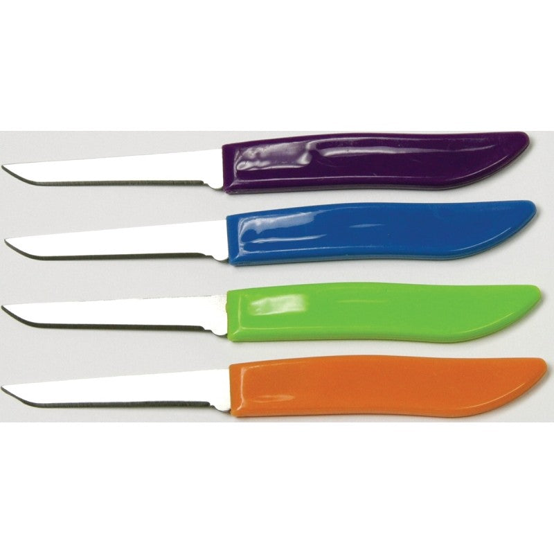 Chef Craft 21852 Paring Knife Set, Stainless Steel Blade, Plastic Handle, Blue/Green/Orange/Purple Handle