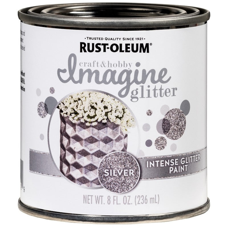 Rust-Oleum Imagine Craft & Hobby 345699 Intense Paint, Glitter Silver, 8 oz, Can