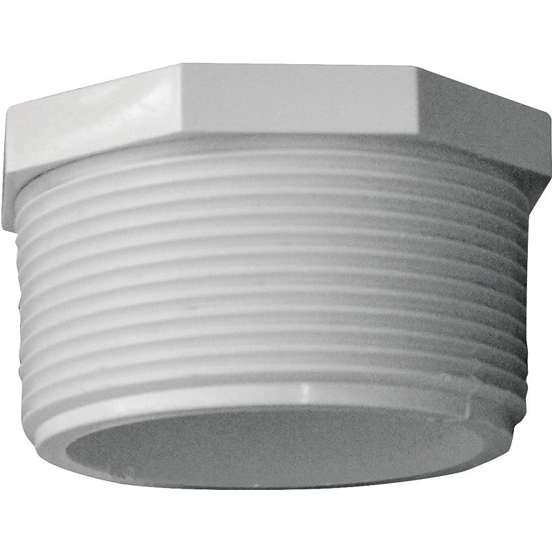 IPEX 435627 Pipe Plug, 2 in, MPT, PVC, White, SCH 40 Schedule