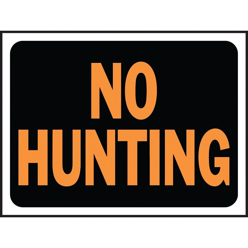 Hy-Ko Hy-Glo Series 3021 Identification Sign, No Hunting, Fluorescent Orange Legend, Plastic (Pack of 10)