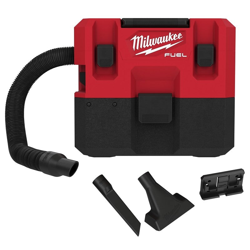 Milwaukee 0960-20 Wet and Dry Vacuum, 1.6 gal Vacuum, 45 cfm Air, 87 dBA, HEPA Filter, 12 V, Black/Red Housing