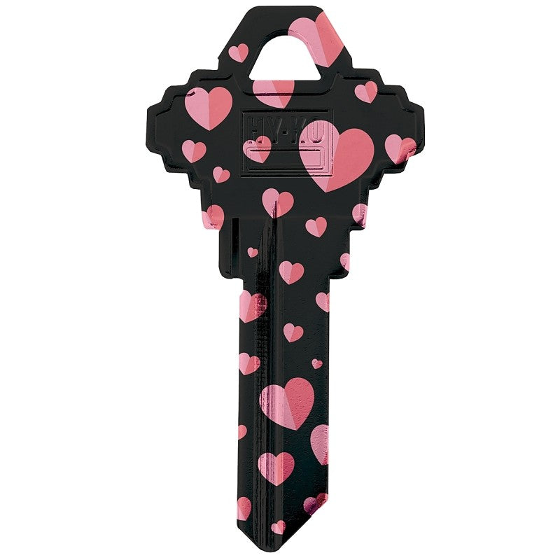 Hy-Ko 16010SC1-30 Key Blank, Black/Pink Heart, Brass, For: Schlage SC1 Keyways, SC1 Key Number (Pack of 10)