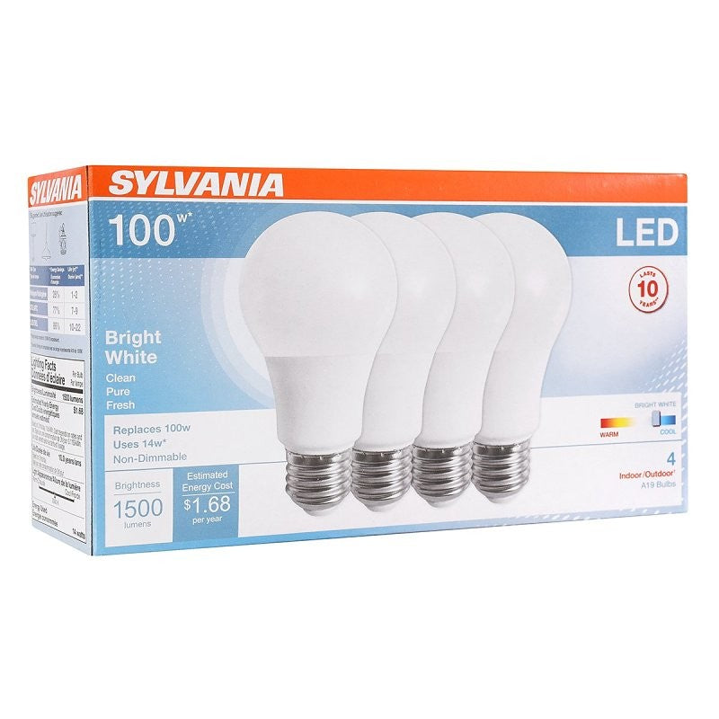 Sylvania 78102 LED Bulb, General Purpose, 1500 Lumens, 14 W, A19 Lamp, 100 W Equivalent, E26 Lamp Base, Frosted