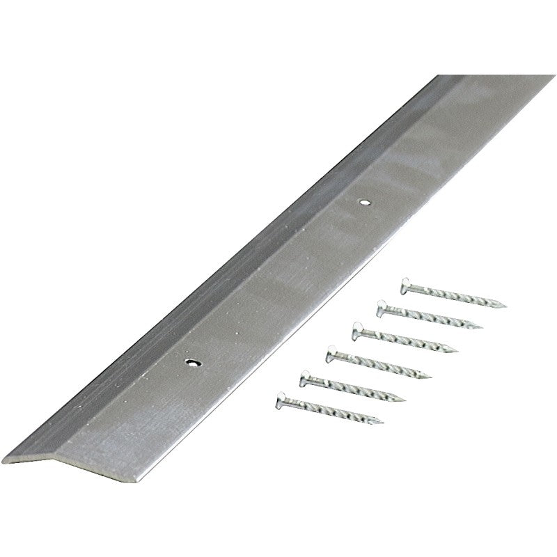M-D 66472 Carpet Trim, 72 in L, 1.38 in W, Smooth Surface, Aluminum, Silver