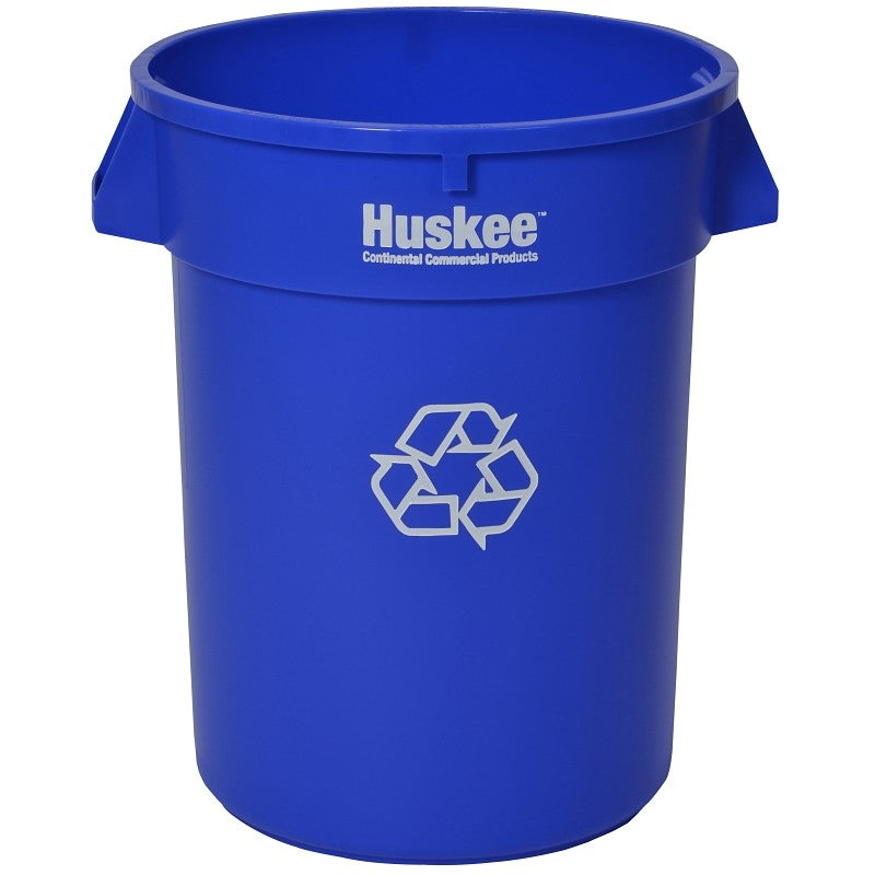 Continental Commercial Huskee 3200-1 Recycling Receptacle, 32 gal, Plastic, Blue, 22 in Dia x 27-3/8 in L Dimensions