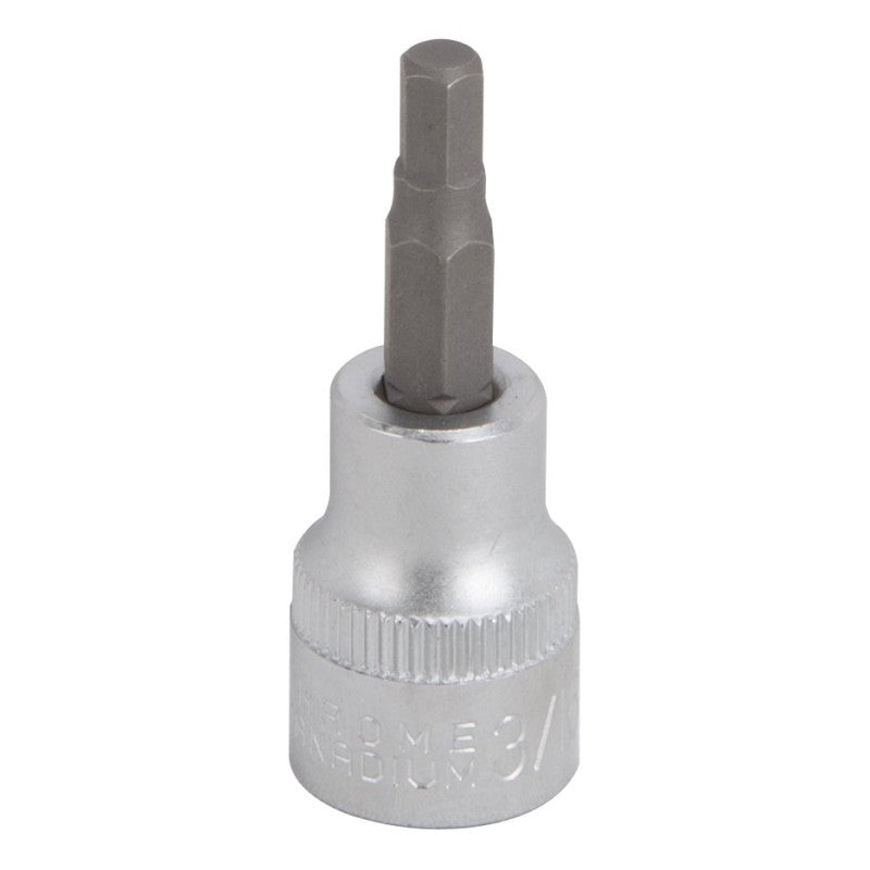Vulcan 3506005620 Fractional Hex Bit Socket, 3/16 in Tip, 3/8 in Drive, Chrome, 1-7/8 in OAL