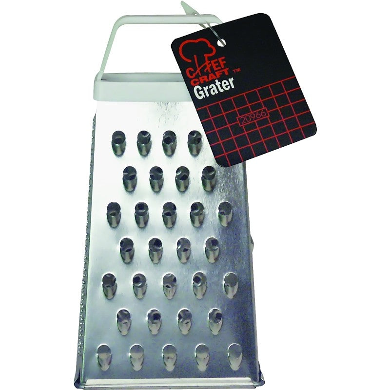 Chef Craft 21387 Grater, 3-1/2 in OAW, 8 in OAH, Plastic/Stainless Steel, White