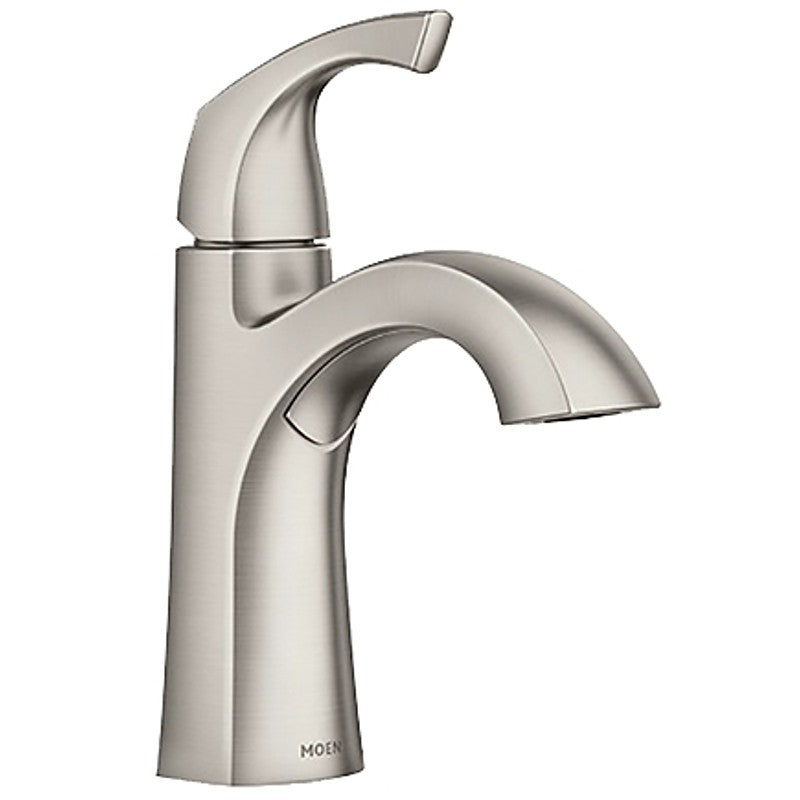 Moen Lindor Series 84505SRN Lavatory Faucet, 1.2 gpm, 1-Handle, Metal, Brushed Nickel, 4 in Faucet Centers