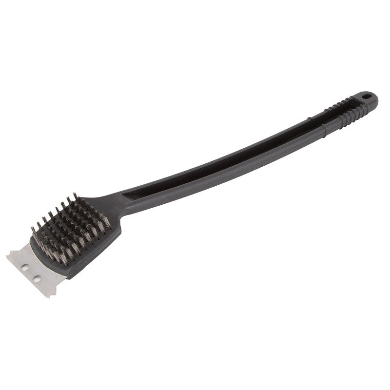 Omaha JJ18600 Grill Brush, 2-1/8 in L Brush, 2 in W Brush, Stainless Steel Bristle, Plastic Handle, 18 in L