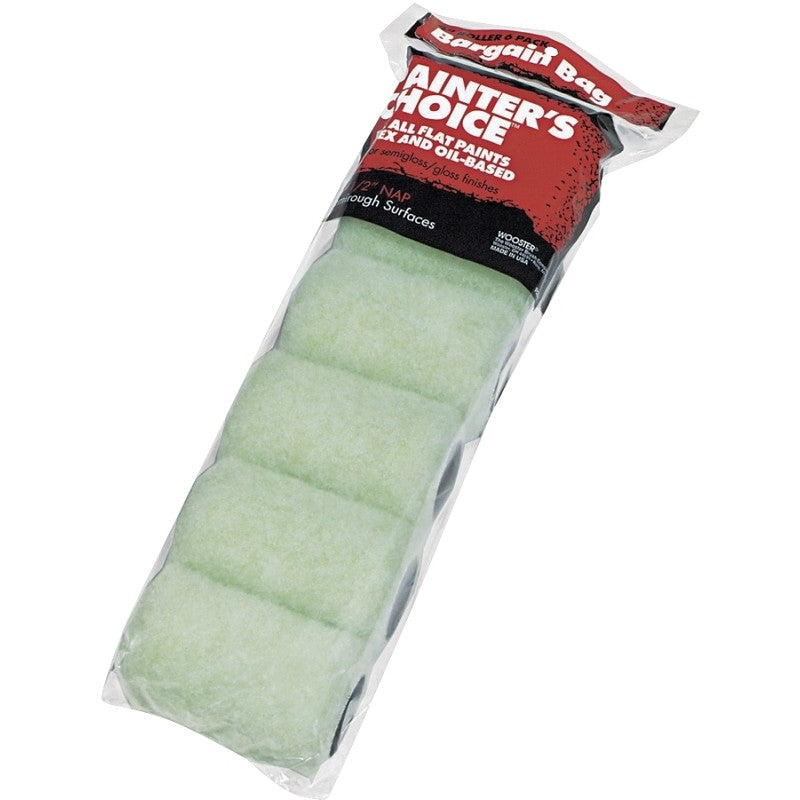 Wooster R271-4 Trim Roller Cover, 1/2 in Thick Nap, 4 in L, Fabric Cover, Mint Green