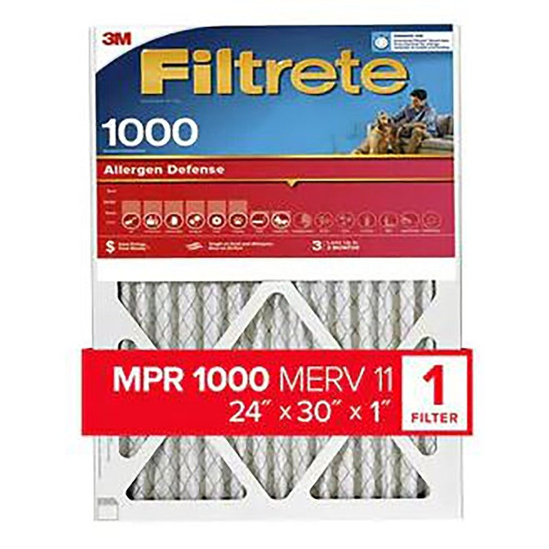 Filtrete AL13-4 Air Filter, 24 in L, 30 in W, 11 MERV, 1000 MPR, Polypropylene Frame (Pack of 4)